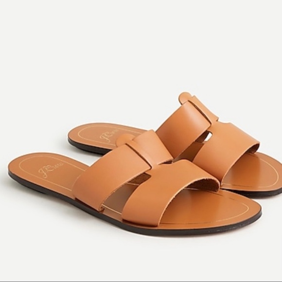 J. Crew Roasted Pecan Cyprus Leather Sandals Interlocking Straps